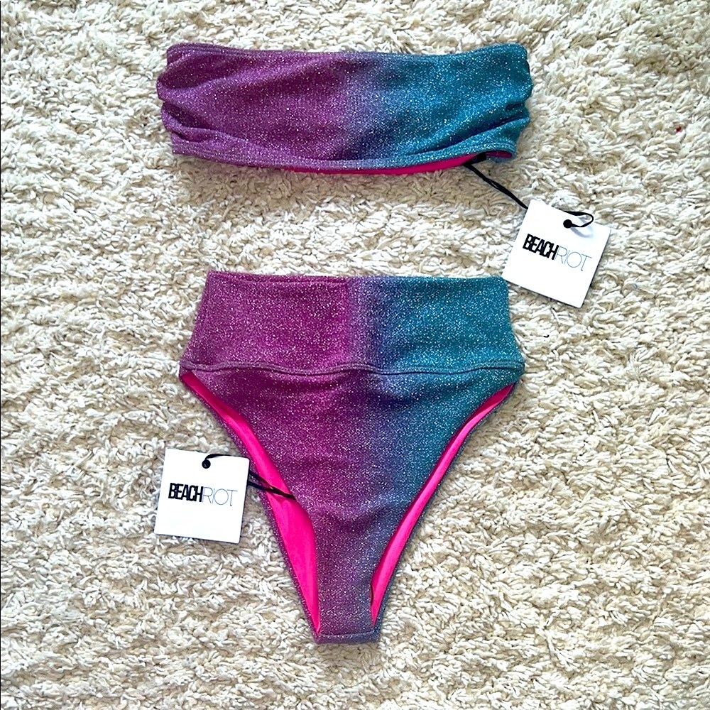 (NEW WITH TAGS) Beach Riot Purple and Blue Sparkle Bikini